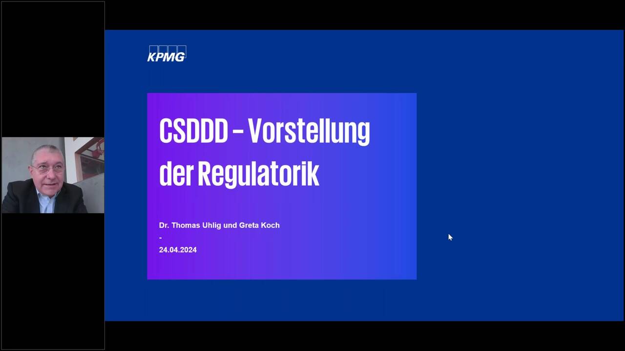 Vorschaubild für Webcast-Live: Die CSDDD kommt – was bedeutet das für betroffene Unternehmen